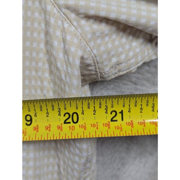 Rhone Commuter Shirt Mens Large Tan White Checkerboard Performance Slim Fit 118$ - Picture 5 of 8
